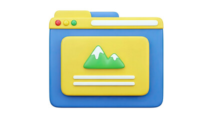 3D Folder Icon with Mountains and Document