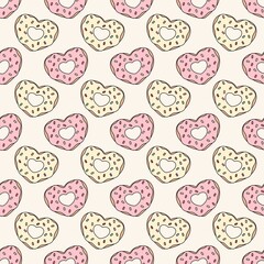 Valentine Heart Donut Seamless Repeat Pattern