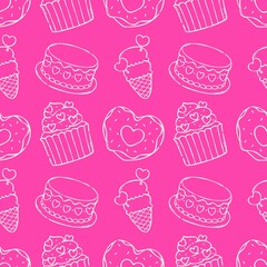 Sweet Valentine Desserts Seamless Repeat Pattern