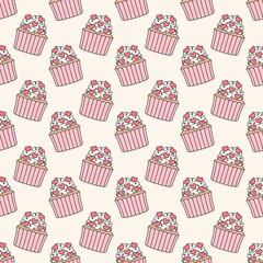 Valentine Cupcake Seamless Repeat Pattern