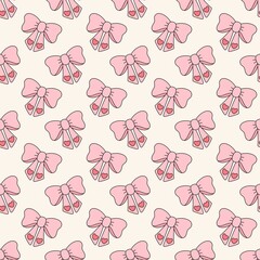 Kawaii Heart Bow Seamless Repeat Pattern