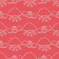Cloud Winged Heart Seamless Repeat Pattern
