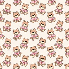 Valentine Teddy Bear Seamless Repeat Pattern