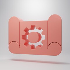 Pink Graphing paper for engineering and gear icon isolated on pink background. Minimalism concept. 3D render illustration