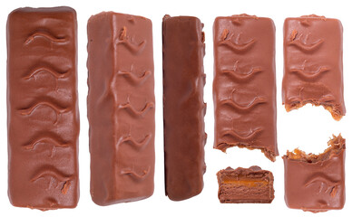 Isolated set of chocolate bars on a white background