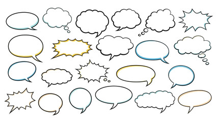 Fototapeta premium Assorted Comic Speech Bubbles in Various Shapes and Styles.