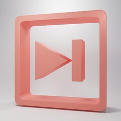 Pink Fast forward icon isolated on pink background. Minimalism concept. 3D render illustration