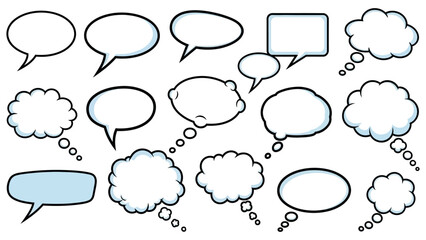 Fototapeta premium Assorted Comic Speech Bubbles and Thought Clouds in Various Shapes.