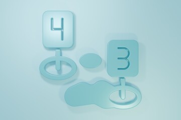 Blue Marker of crime scene icon isolated on blue background. Minimalism concept. 3D render illustration