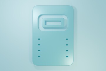 Fototapeta premium Blue Police assault shield icon isolated on blue background. Minimalism concept. 3D render illustration