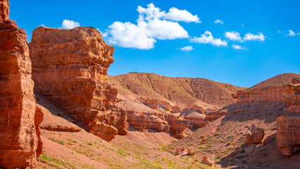 Charyn Canyon, Valley of Castles. The excellence of Kazakhstan. Panorama of natural unusual...