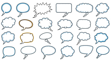 Fototapeta premium Assortment of Comic Speech Bubbles in Various Shapes and Styles.