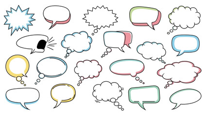 Fototapeta premium Assorted Comic Speech Bubbles with Outlines and Various Shapes Isolated.