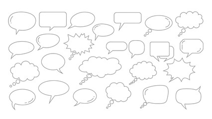 Fototapeta premium Collection of Various Outline Speech Bubbles for Communication and Dialogue.