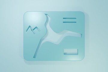 Blue Topographic map with route and coordinates icon isolated on blue background. Minimalism concept. 3D render illustration