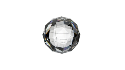 Clear faceted crystal sphere reflecting light