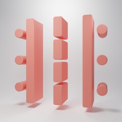 Pink Airport runway for taking off and landing aircrafts icon isolated on pink background. Minimalism concept. 3D render illustration