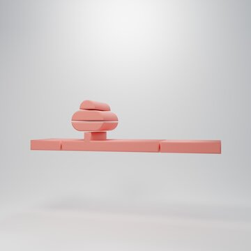 Pink Opium pipe icon isolated on pink background. Minimalism concept. 3D render illustration