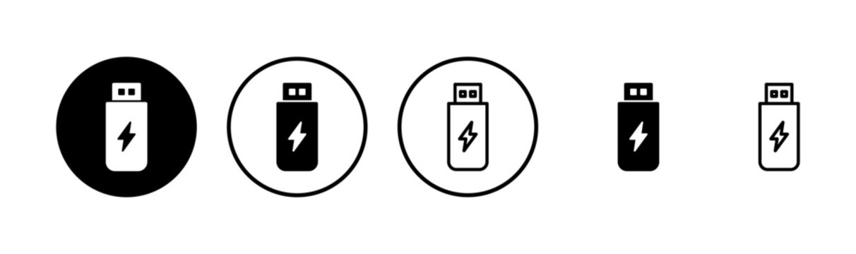 Usb icon logo design. Flash disk sign and symbol. flash drive sign. usb charging