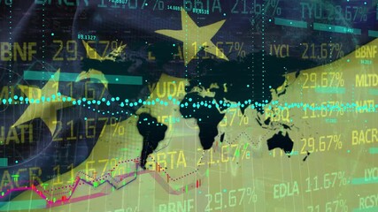 Animation of statistics and data processing over rugby player in sports stadium - Powered by Adobe