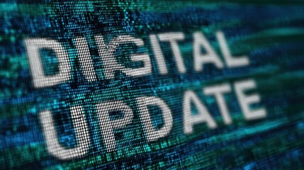 The Digital Update on Pixelated Screen Representing Technology Change and Software Patch