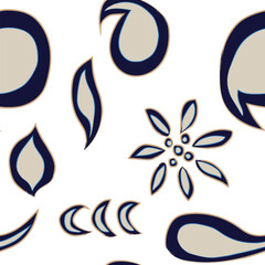 Neutral Colour Paisley abstract Seamless Pattern Design