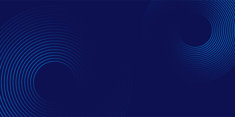 Circle gradient dark blue technology background. Geometric shapes radial connections