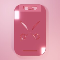 Pink Barber online service or platform icon isolated on pink background. Idea of hair and beard care. Online appointment. Minimalism concept. 3D render illustration