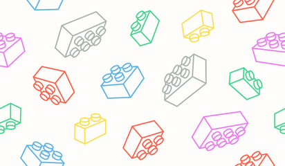 Cute brick block pattern background vector design