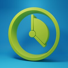 Green Time Management icon isolated on blue background. Clock sign. Productivity symbol. Minimalism concept. 3D render illustration