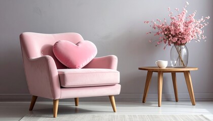 Luxurious vintage pink leather chair