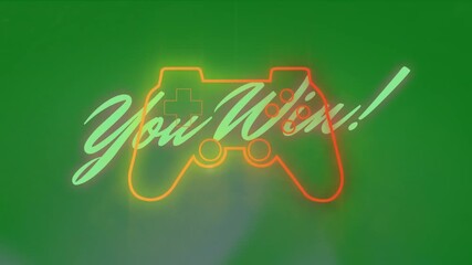 Animation of you win text over gamepad icon - Powered by Adobe