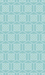 Decorative Geometric Hexagon Repeatable Pattern in Light Blue and White Colors