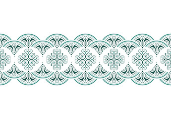 Ornate Detailed Repeating Floral Circle Border Decoration Design Element