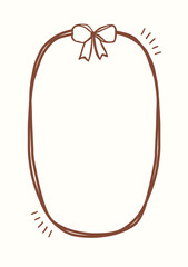 Doodle drawing frame border with a ribbon