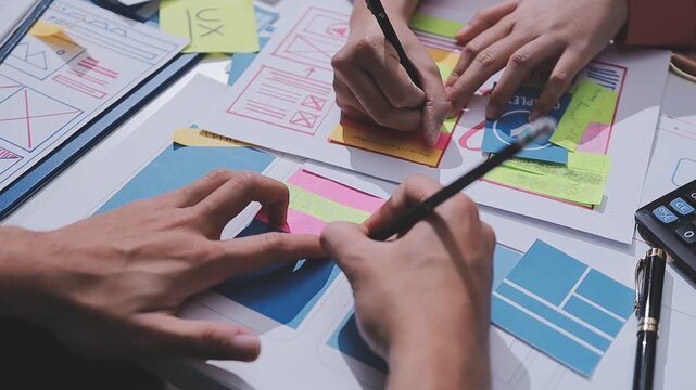 team of UI UX web designer are working together to develop mobile responsive websites. Mobile Mockup