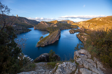 View from the Bolarque reservoir viewpoint of the Guadiela River in Almonacid de Zorita, Guadalajara, Spain