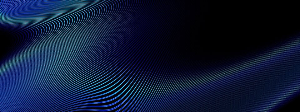 beautiful abstract wave technology black background with blue light digital effect corporate concept