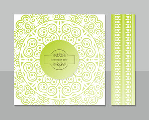 Elegant Circular Mandala Invitation Card Template with Green Accents Design