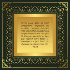 Decorative Golden Ornate Frame Border with Elegant Swirls and Flourishes