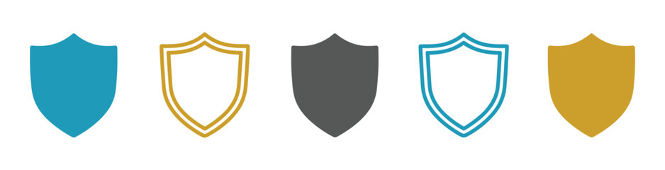 Collection of blue and teal security and protection icons on transparent background