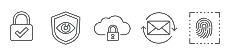 Collection of blue and teal security and protection icons on transparent background