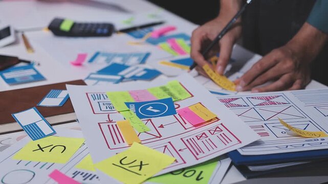 team of UI UX web designer are working together to develop mobile responsive websites. Mobile Mockup