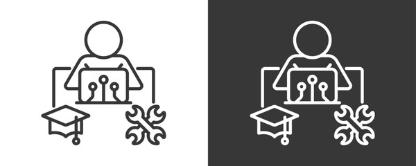 Vocational Icon Set Vector Collection Isolated In Black And White