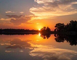 Obraz premium sunset over the river