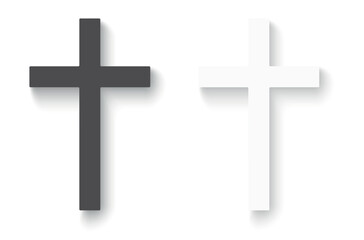 Christian cross with transparent shadow. Religious cross.