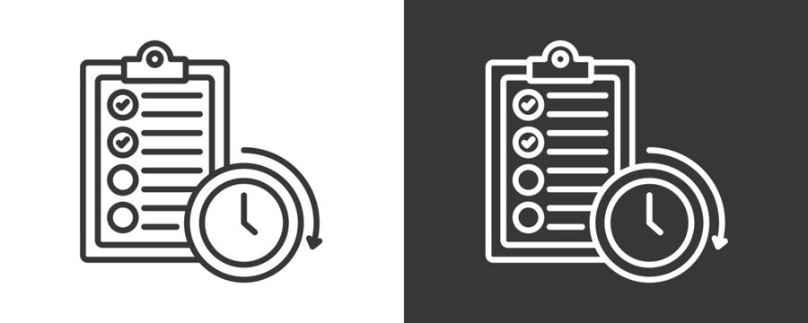 Planning Icon Set Vector Collection Isolated In Black And White