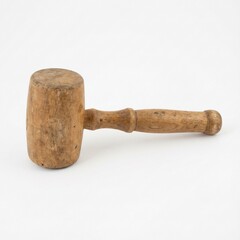 Antique Wooden Gavel Tool with Worn Texture