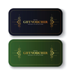 Elegant Decorative Gift Voucher Card Template Design in Dark Green Color