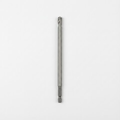 Long Steel Drill Bit with Hex Shank on White Background